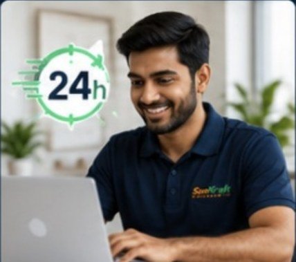A SunKraft advisor preparing a solar proposal on a laptop