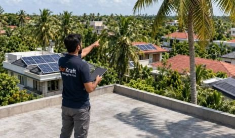 Site survey being carried out on a Kerala rooftop