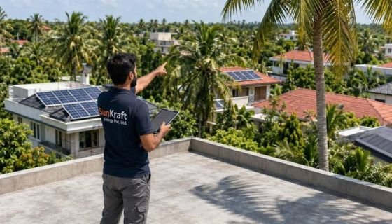 Site survey being carried out on a Kerala rooftop