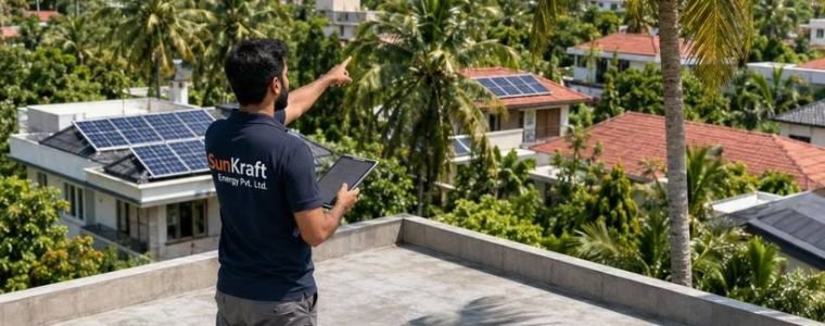 Site survey being carried out on a Kerala rooftop