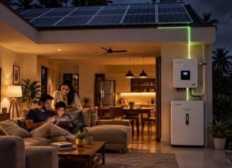 Home lit during a power cut using battery backup