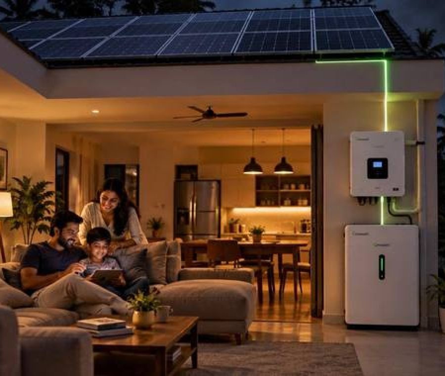 Home lit during a power cut using battery backup